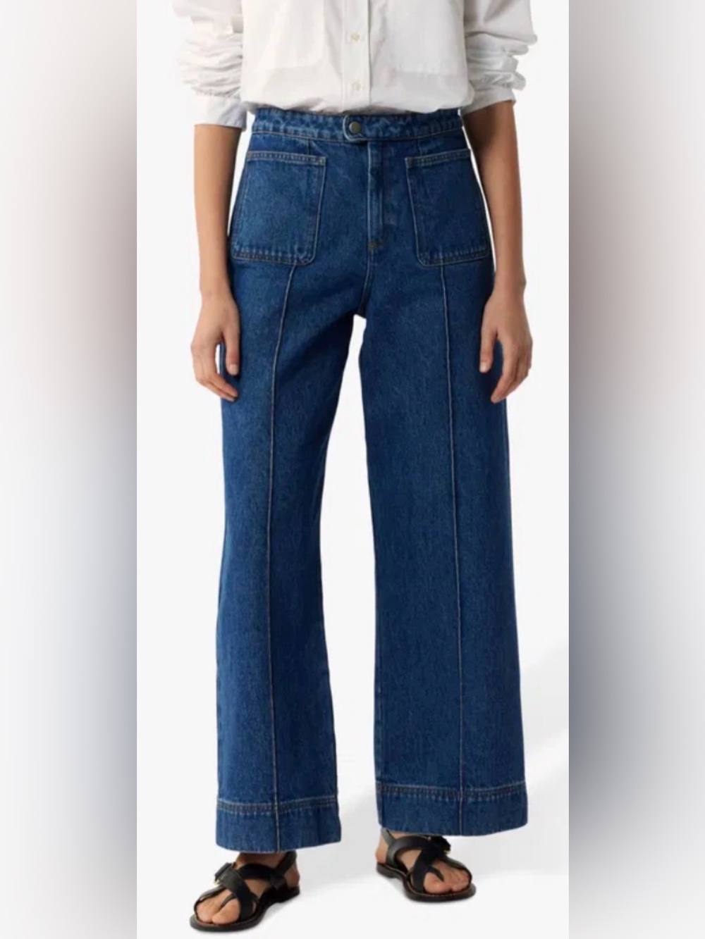 Soeur Denim Wide Leg Harry Jeans in Washed Blue 6 US / 38 EU